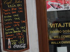 Prices in bars in Bratislava, Alcoholic drinks in the bar