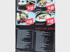 Prices in restaurants in Bratislava, Sushi bar soups