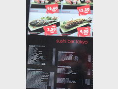 Цены в ресторанах в Братиславе, Суши бар цены на суши и роллы