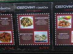 Цены на еду в Братиславе, Блюда из пасты