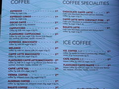 Цены в кафе в Братиславе, Кофе в кафе