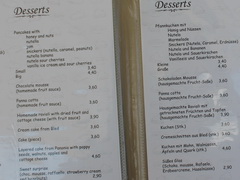 Prices in restaurants in Ljubljana, Desserts