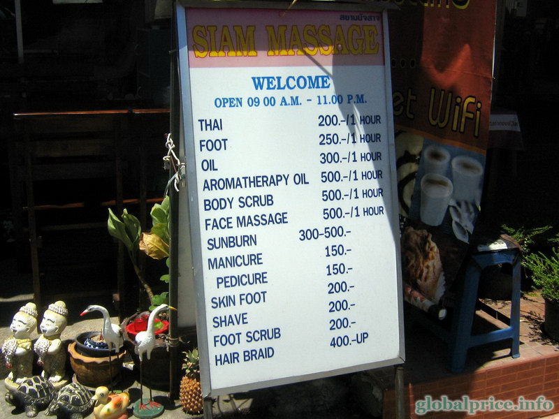 SPA in Phuket, Prices for a massage in Phuket.