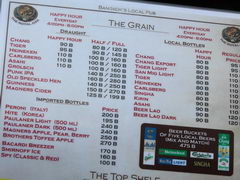 Eating out prices in Bangkok (Tailand), Prices of alcohol at a bar