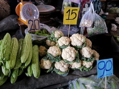 Thailand, fruits in Chiang Mai, Bitter melon and cauliflower