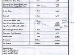 The cost of scuba diving (Phuket, Thailand), The cost of diving 