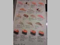 Hua Hin food prices, Thailand, prices at the sushi bar