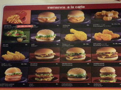 Restaurant prices in Pattaya, The cost of burgers