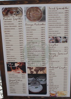 Prices in Turkey in Antalya for food, Prices in a coffee shop