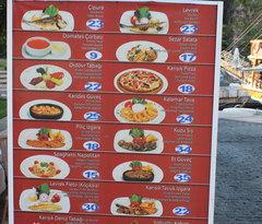 Prices in Turkey in Antalya for food, Menu for tourists with pictures