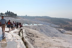 Cotton mountain in pamukkale, Climbing comfortably barefoot