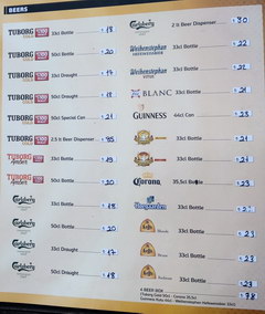 Prices in Göreme in Turkey for food, prices for beer