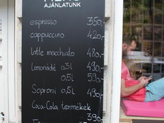 Цены на еду в Будапеште, Цены в кофейне
