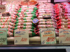 Цены на продукты в Венгрии в Будапеште, Колбасы	на рынке