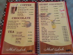 Vietnam, Dalat food prices, Drinks and desserts at the restaurant