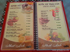 Vietnam, Dalat food prices, Juices and Smoothies