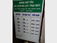 Вьетнам, достопримечательности Далата, Расписание туристического поезда