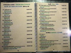 Vietnam, eating out in Nha Trang, Juices menu